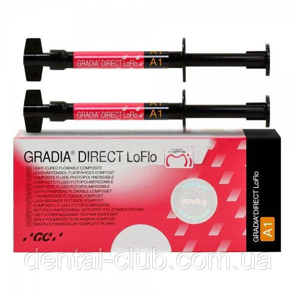 Ниьзкотекучий реставраційний матеріал GRADIA DIRECT LoFlo шприц, 2 x 1.3 м, насадки, відтінок - A1, фото 1