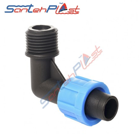 Коліно з різьбленням для краплинної стрічки Santehplast D17х1/2"Н, фото 1