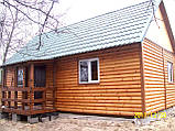 Дачний будинок 6 м х 6 м із блокхауса з терасою, фото 7
