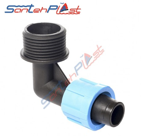 Коліно з різьбленням для краплинної стрічки Santehplast D17х3/4"Н, фото 1