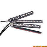 Денні ходові вогні + стробоскоп з пультом ДК світлодіодні ДХО 4x9 RGB LED DRL мигалка, фото 9