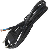 Шнур сетевой, 2x0,75мм., без разъёма, 1,8м, чёрный