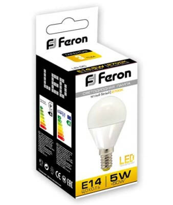 Світлодіодна лампа Feron LB-95 G45 E14 5W 2700K 230V Код.58342, фото 3