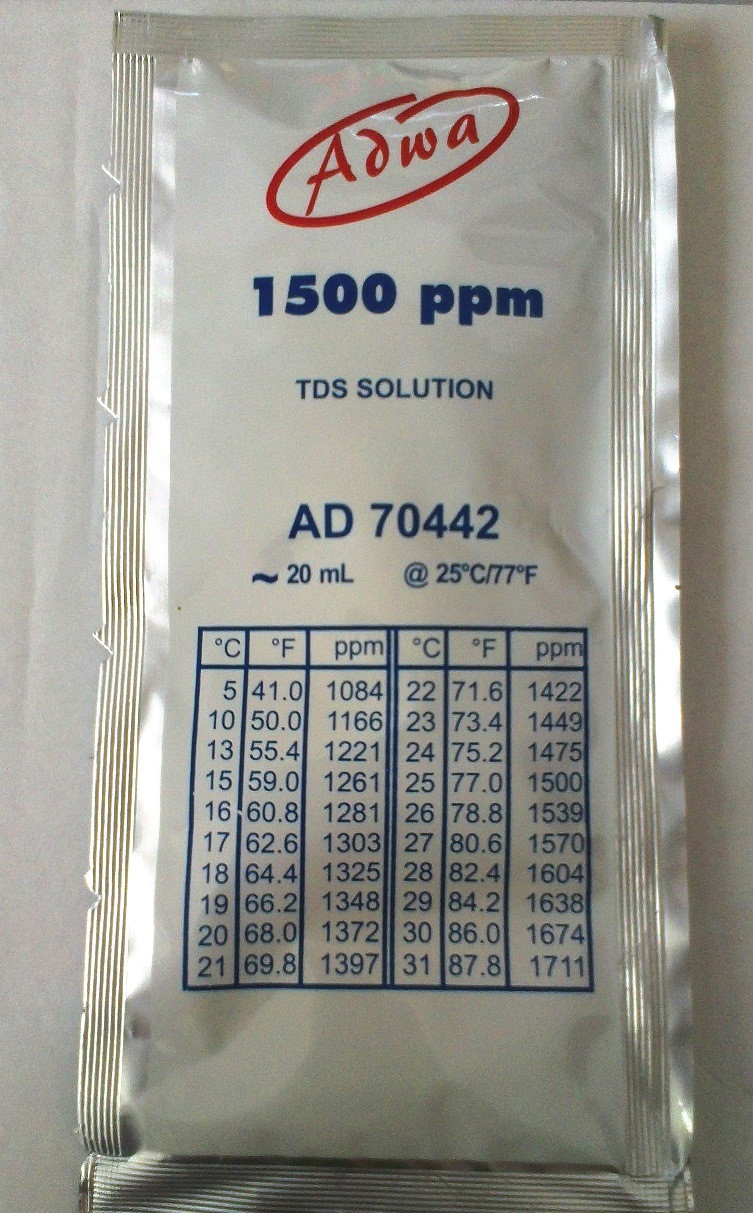 Калибровочный раствор ADWA AD7442 для TDS-метров 1500 mg/l ( ppm ). Венгрия. 20 ml