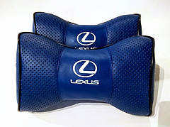 Подушка на підголовник логотип Lexus (Лексус) синій колір перфорація