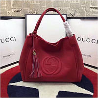 Женская сумка от Гуччи натуральная кожа, 35 см, цвет красный