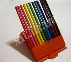 Кольорові олівці трикутні 12 кольорів у пеналі