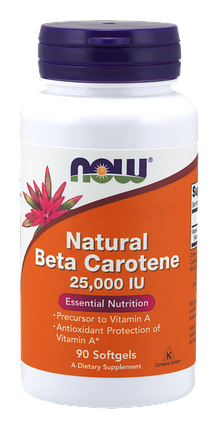 Бета-каротин NOW Foods Natural Beta Carotene 90 Softgels, фото 1