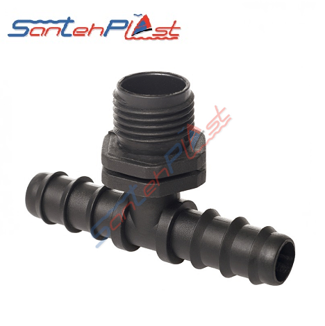 Трійник з різьбленням для краплинної трубки Santehplast D16х1/2"Н