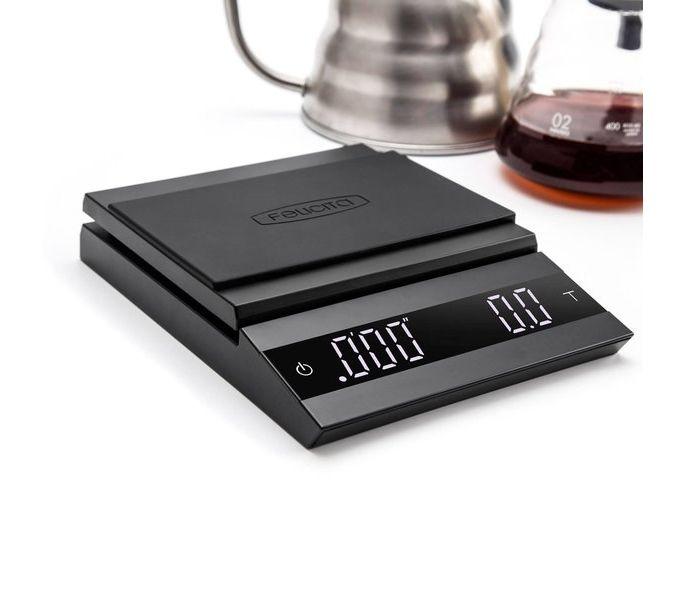 Ваги з usb зарядкою Фелічіта Felicita Parallel Чорні електронні для кав'ярні точні для кави настільні
