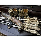 Набір шампурів ручної роботи на подарунок «Бівак » у кейсі з натурального дерева, фото 6