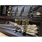 Набір шампурів ручної роботи на подарунок «Бівак » у кейсі з натурального дерева, фото 5