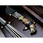 Набір шампурів ручної роботи на подарунок «Бівак » у кейсі з натурального дерева, фото 3