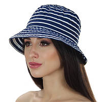 Летняя шляпа с моделируемыми полями в полоску цвет синий с белым