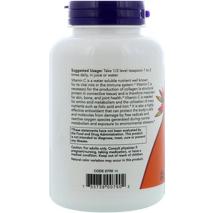 Аскорбінова кислота NOW Foods Vitamin C Crystals 8 oz (227 g), фото 2