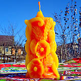 Воскова свічка "Коралові Маки та Колоски" з бджолиного воску, фото 4