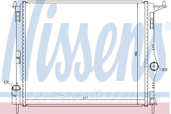 Радіатор охолодження двигуна без кондиціонера Logan/MCV/Sandero 1.4-1.6 MPI Faza 2 Nissens 637609