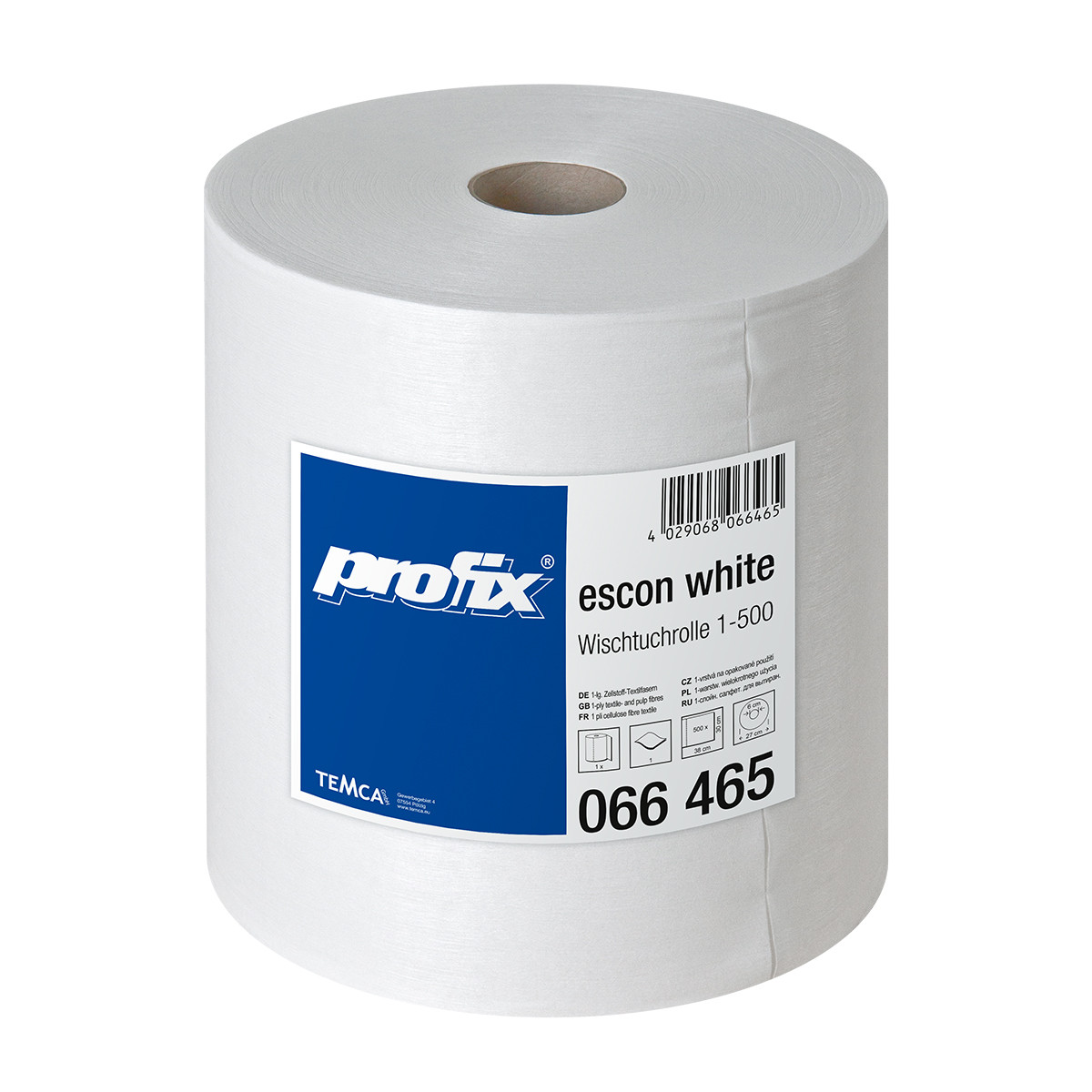 Серветки протиральні в рулоні TEMCA Profix Escon White, 30х38см, 500 аркушів