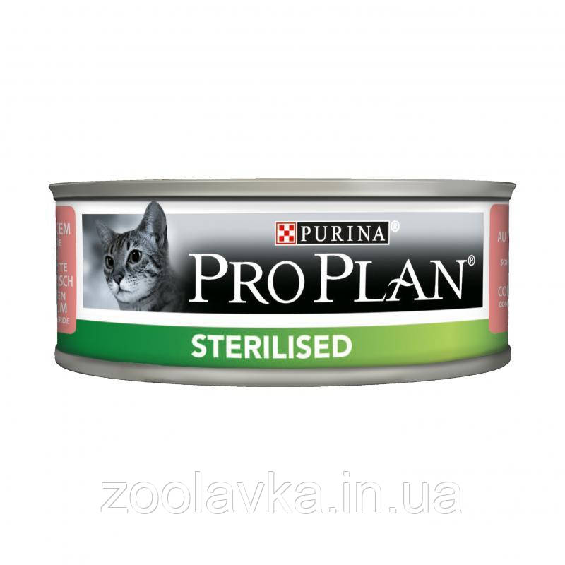 Консервы Purina Pro Plan для стерилизованных кошек и кастрированных котов, лосось и тунец, банка, 85 г - фото 1 - id-p901320103