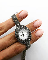Годинник з крапельного срібла 925 Beauty Bar з натуральними каменями марказит