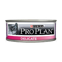 Консервы Purina Pro Plan Delicate для кошек с чувствительным пищеварением, индейка, банка, 85 г