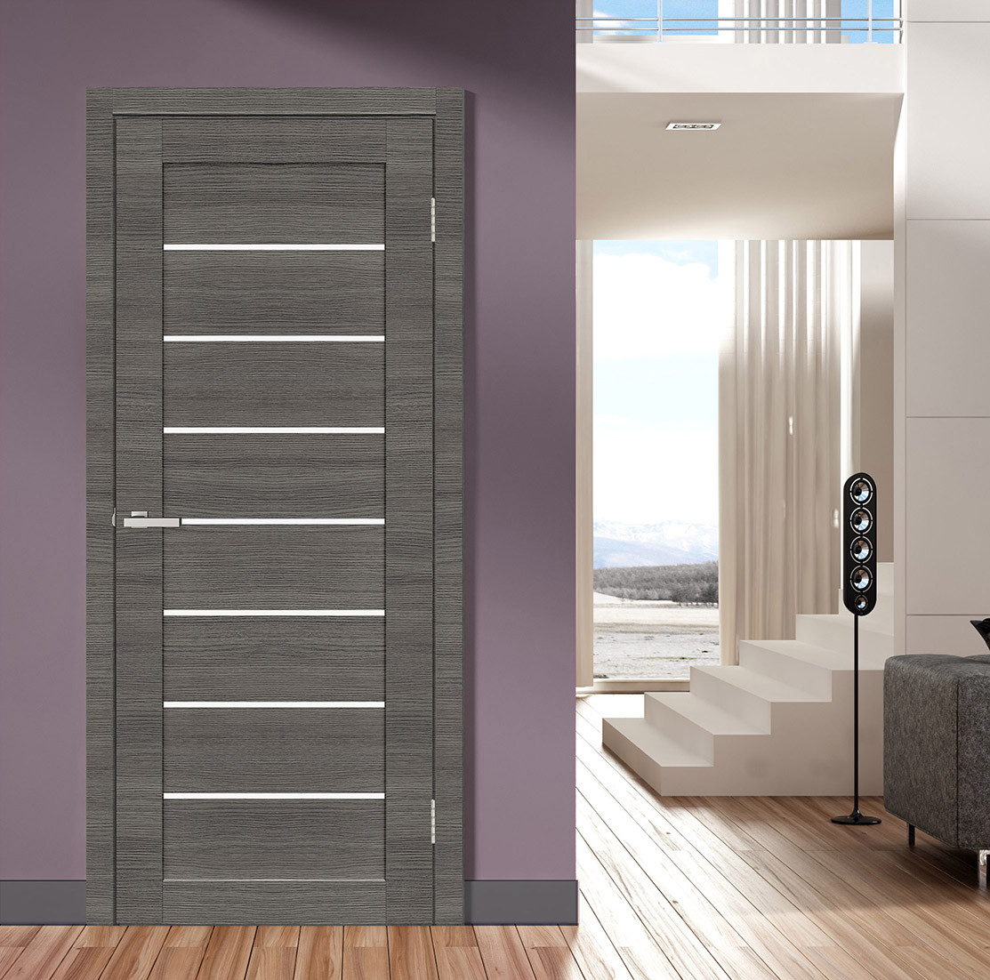 Дверное полотно Cortex Deco 10 Ash line "ПО-сатин" "Омис"