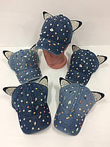 Дитячі джинсові кепки з вушками для дівчаток оптом, р.54 Китай (Capri Corn)