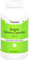 Порожні желатинові капсули, Empty Gelatin Capsules, Size "00", Vitacost, 300 капсул