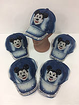 Дитячі джинсові кепки Mickey Mouse для дівчаток оптом, р.50 Китай (Capri Corn)