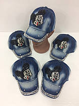 Дитячі джинсові кепки Mickey Mouse для дівчаток оптом, р.50 Китай (Capri Corn)