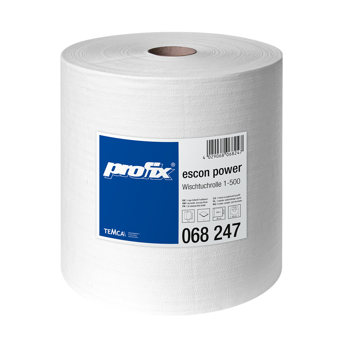 Серветки протиральні в рулоні TEMCA Profix Escon Power, 36х36см, 500 аркушів