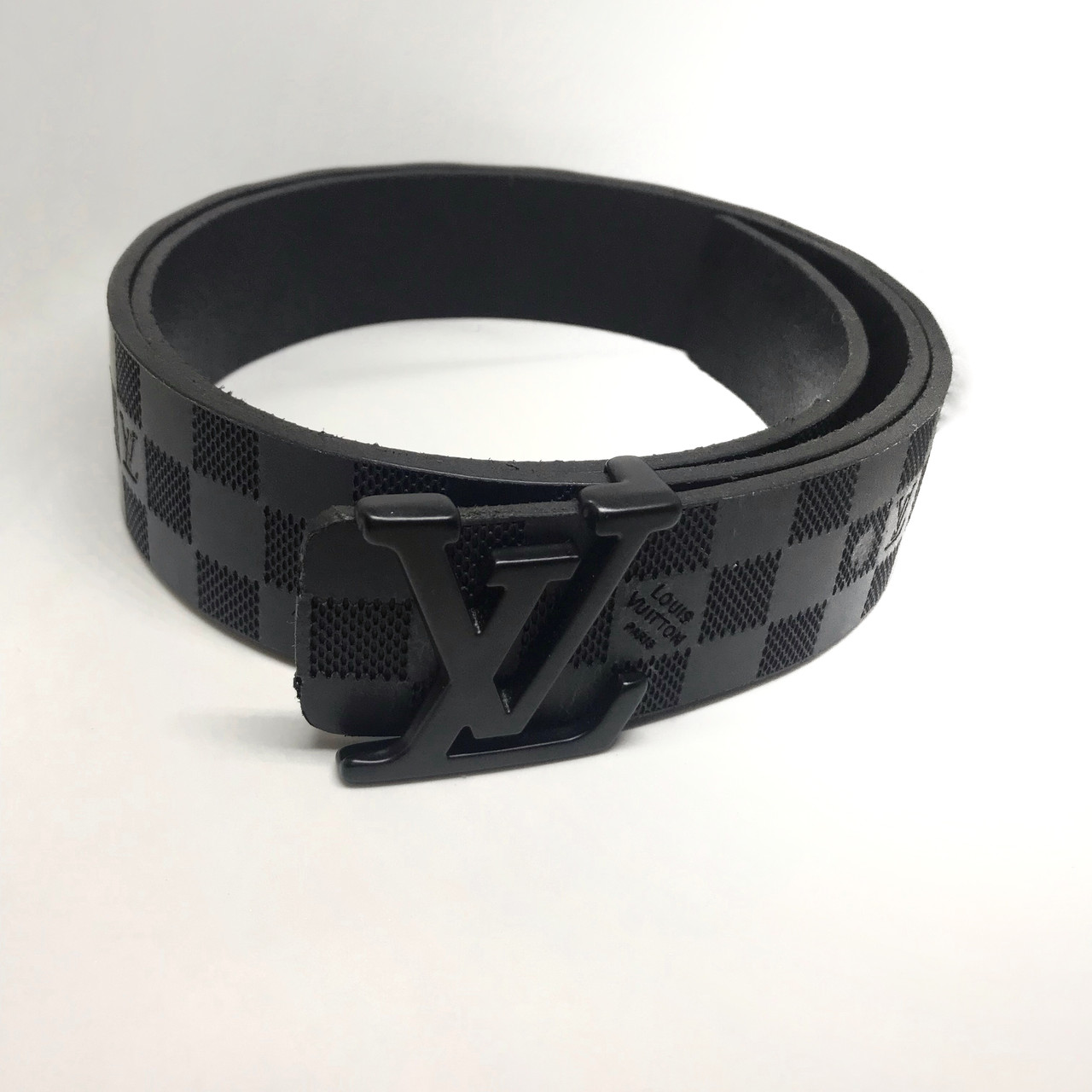 Шкіряний ремінь пояс Louis Vuitton Black full matte Луї витон, фото 1