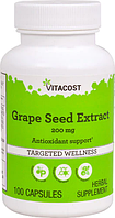 Виноградные косточки, экстракт, Vitacost, Grape Seed Extract, 200 мг, 100 капсул