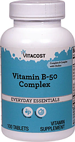 Комплекс B50, Vitacost, Vitamin B50 Complex, 100 таблеток