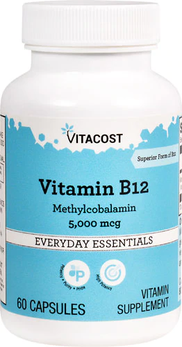 Вітамін B12, Vitacost, Vitamin B-12 Methylcobalamin, 5000 мкг, 60 капсул