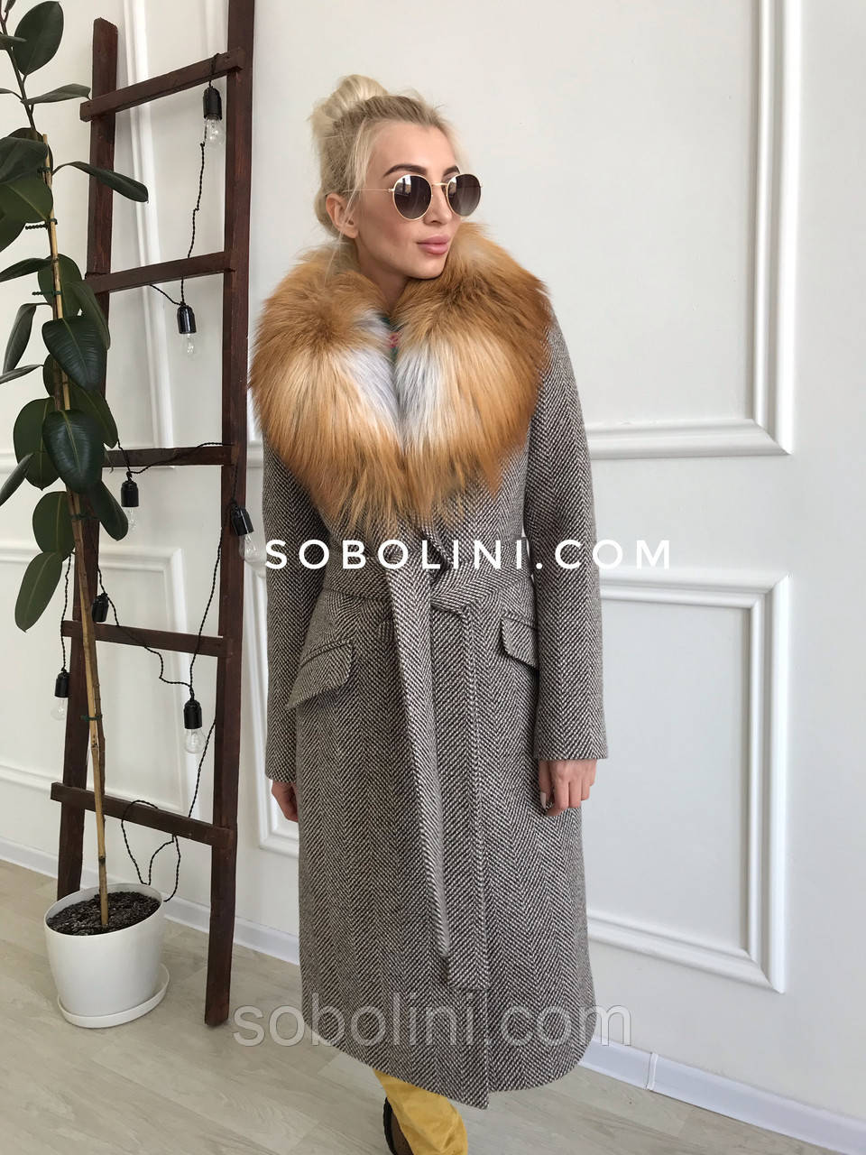 Пальто з лисиці Gold Fox (хутро відстібається)