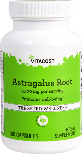 Корінь астрагала, Astragalus Root, Vitacost, 1500 мг по порцію, 100 капсул