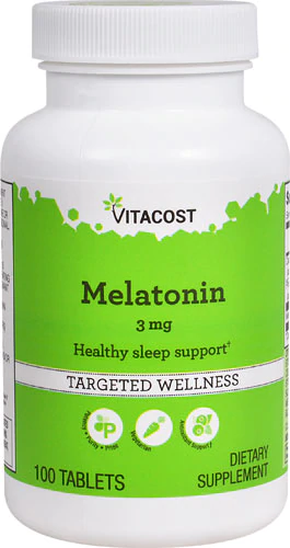 Мелатонін, Vitacost, Melatonin, 3 мг, 100 таблеток