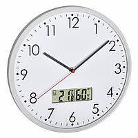 Годинник настінний TFA з цифровим термометром і гігрометром d=302x47 мм