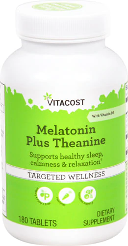 Мелатонін з теанином, Vitacost, Melatonin Plus Theanine, 3/25 мг, 180 таблеток