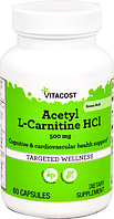 Ацетил L-карнітин, Vitacost, Acetyl L-Carnitine HCl, 500 мг, 60 капсул