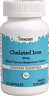 Хелат заліза, Chelated Iron, Vitacost, 18 мг, 120 капсул