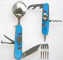 Набір туристичний 9 предметів, ложка виделка, штопор, відкривачка