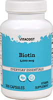 Биотин, Vitacost, Biotin, 5000 мкг, 300 капсул