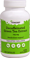 Зелений чай, екстракт, Vitacost, Decaffeinated Green Tea Extract, 725 мг, 100 капсул