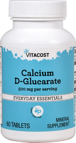 Кальцій D-глюкарат, Vitacost, Calcium D-Glucarate, 500 мг, 60 таблеток