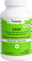 Гамма-аміномасляна кислота, Vitacost, GABA Gamma Aminobutyric Acid, 1000 мг, 200 капсул