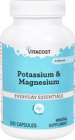 Калій і магній, Vitacost, Potassium & Magnesium, 200 капсул