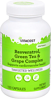 Ресвератрол з зеленим чаєм і виноградом, Vitacost, Resveratrol Green Tea & Grape Complex, 120 капсул