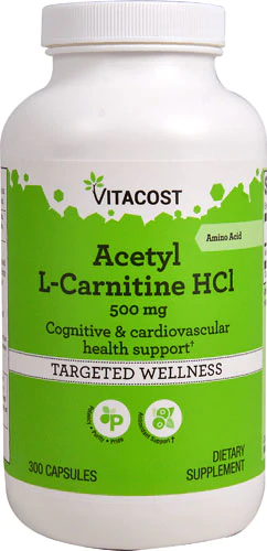 Ацетил L-карнитин, Vitacost, Acetyl L-Carnitine HCl, 500 мг, 300 капсул